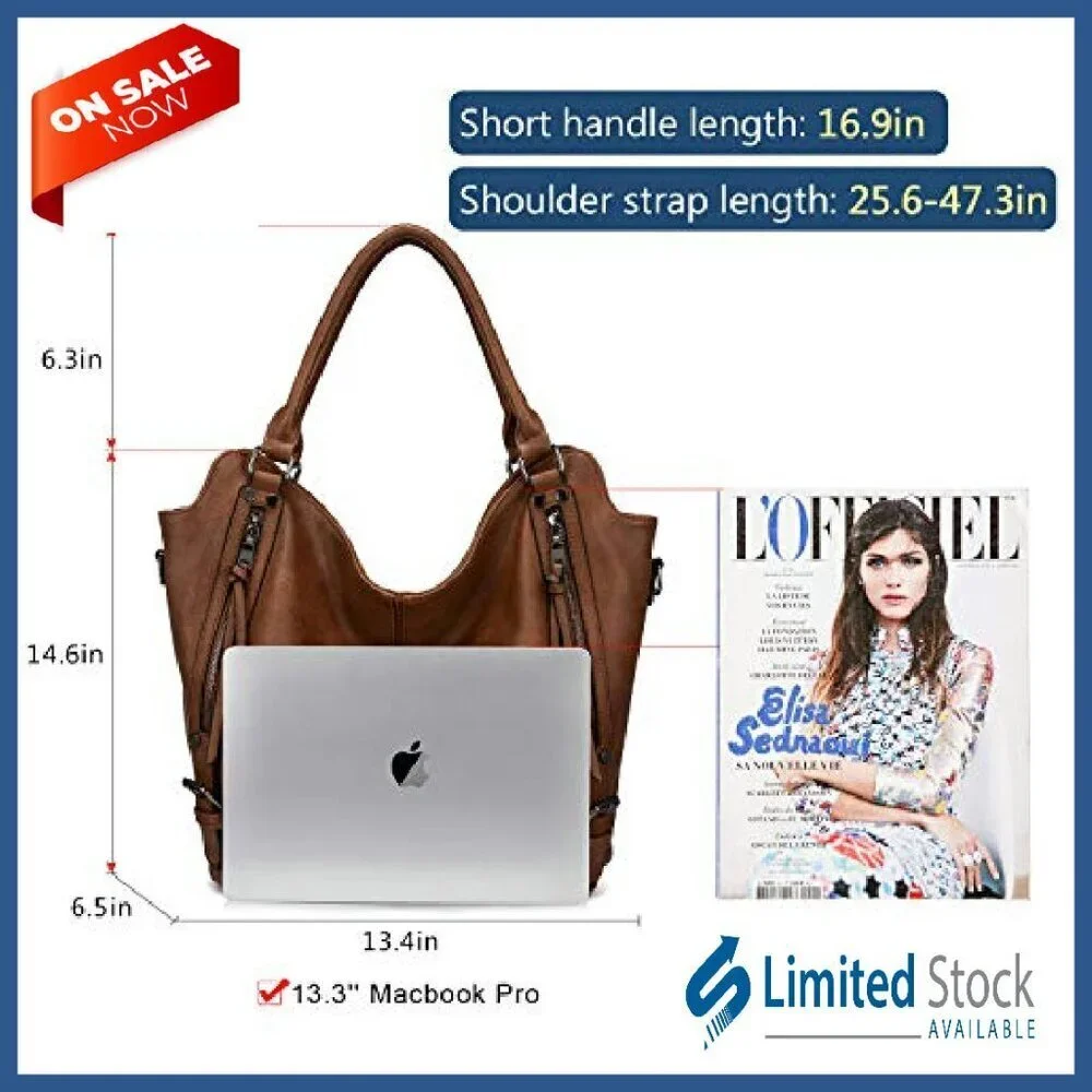 Large Faux Leather Hobo Tote with Detachable Holster Crossbody Shoulder Bag